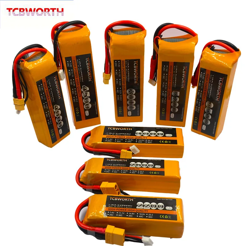 RC LiPo batteria 4S 14.8V 2200 3000 3800 4200 5200 6000mAh 25C 35C 60C litio per RC Aircraft Quadrotor Car Drone Airplane