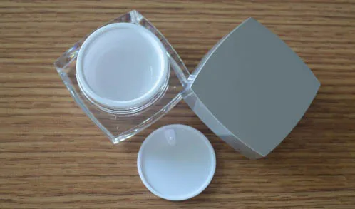 30g ACRYLIC white inner with silver Lid square cream bottle cosmetic container cream jar Cosmetic Jar Cosmetic Packaging