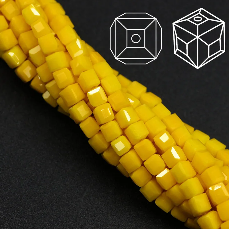 Hot Fashion 100Pcs/lot Craft Supplies 3mm Square Faceted Crystal Beads Glass Cube Loose Chinese Beading Chunky Necklace Beads