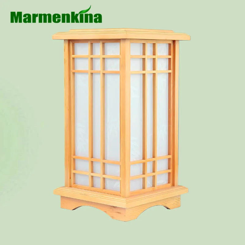 Marmenkina Japanese-style table lamp indoor lamp living room floor wood lamp bedroom den wood paper Desk lamp AC110-240V