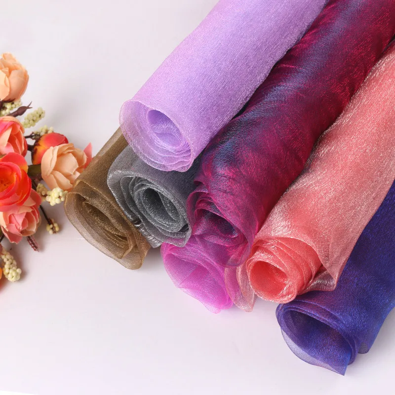 5m/lot Crystal Organza Tulle Roll Fabric For Draping Wedding Ceremony Party Home Decoration Wedding flowers arch 23 colours