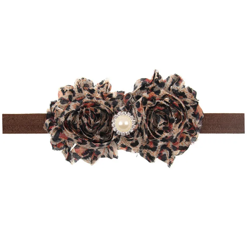 Retail headband chiffon flowers Pearl elasticity fashion hair accessories baby infant Kids children colorful