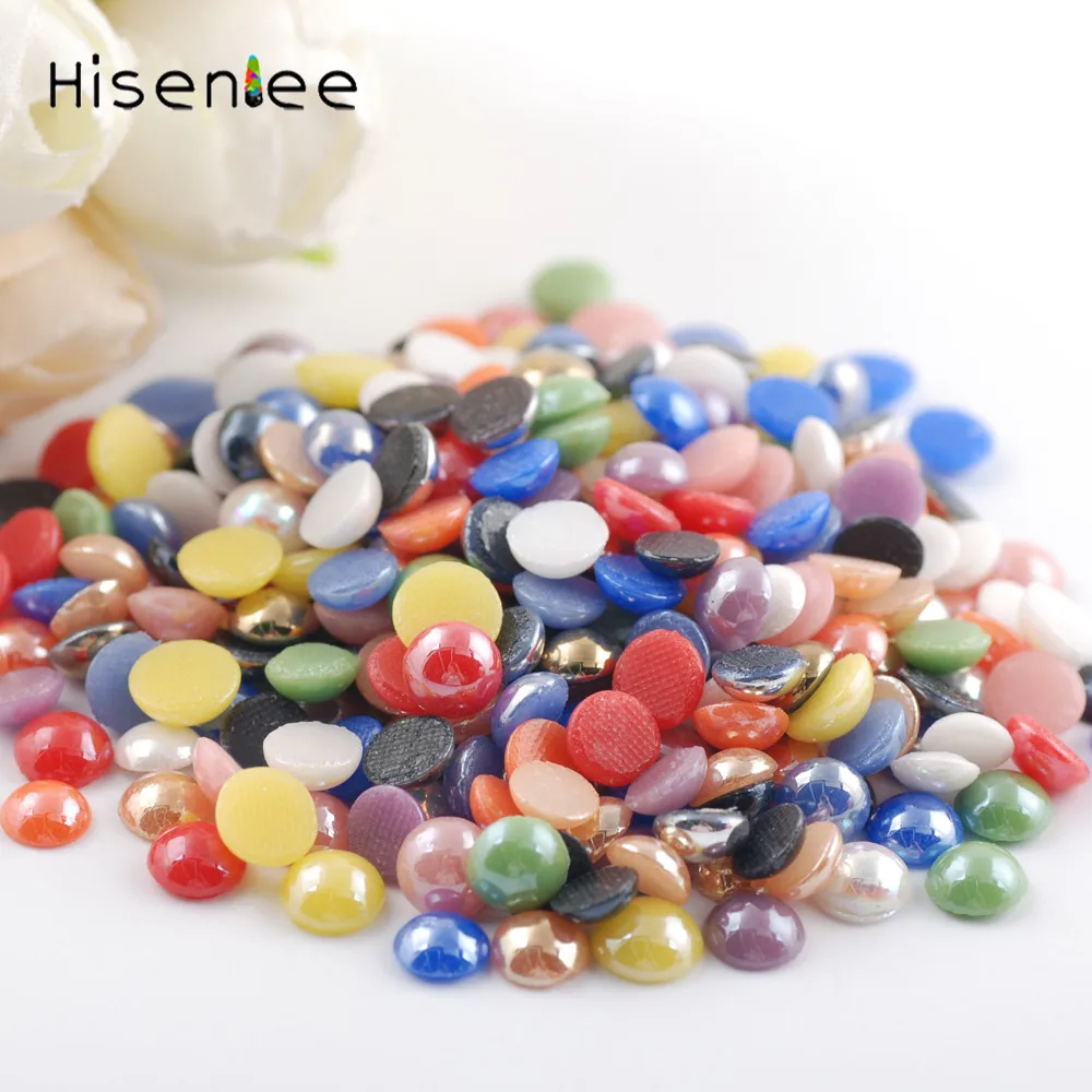 100PCS 6MM Multicolor Flat Bottom Semi-Circular Ceramic Hot Fix 3D Rhinestone For DIY Bags/Garment/Shoes Accessories