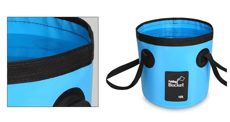 12L 20L tragbarer wasserdichter Wasserbeutel, faltbarer Eimer, Wasservorratsbehälter, Tragetaschen für Angeln, Camping, Wandern – Detail 7