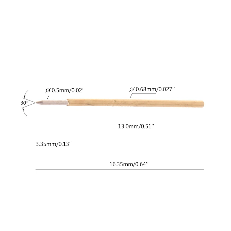 100Pcs/Bag Spring Test Probe Pogo Pin P50-B1 Dia 0.5mm Length 16.35mm