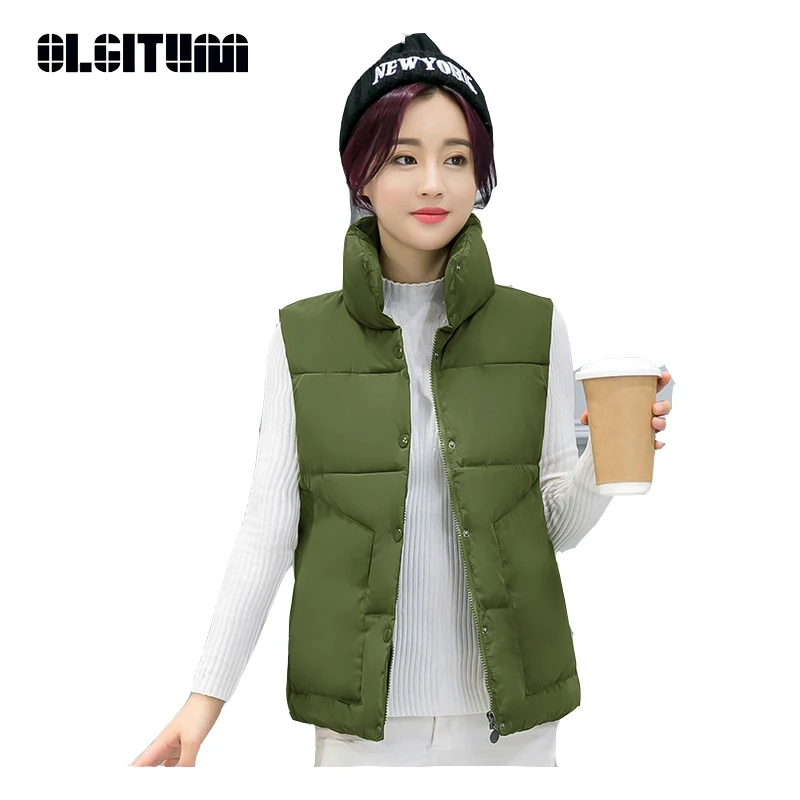 OLGITUM 2020 Fashoin Women Sleeveless Jacket Winter Ultralight Vest Female Slim Vest Women's Windproof Warm Waistcoat VE055