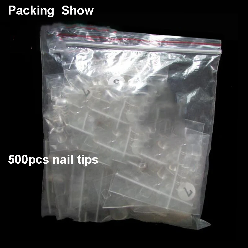 500pcs Nail Tips Half Cover Artificial Art False Nails Salon Fake Nail Tips Transparent  DIY Manicure Sets High Quality unhas - 图片 3