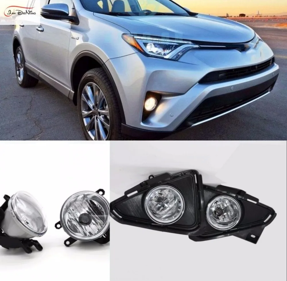 JanDeNing Car Fog Lights  For 2016-2017 Toyota RAV4 Halogen bulb Clear Front Fog Lamp  Assembly kit  (one Pair)