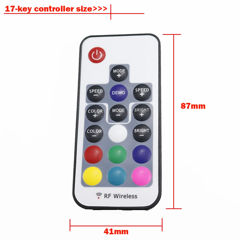 12 V 17 tasti Mini RF Wireless Led Dimmer Remote Controller Per Colore RGB Della Luce di Striscia con pin femmina DC per rgb SMD5050 illuminazione