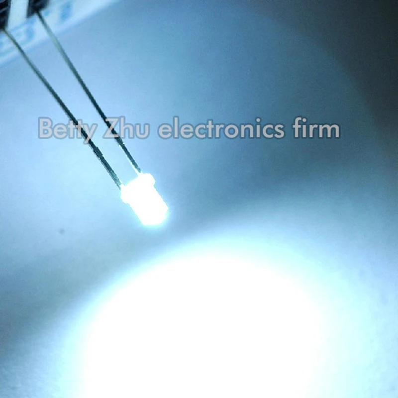 

1000PCS/LOT LED light-emitting diode 3MM (flat head have edge) transparent shell white light water clear