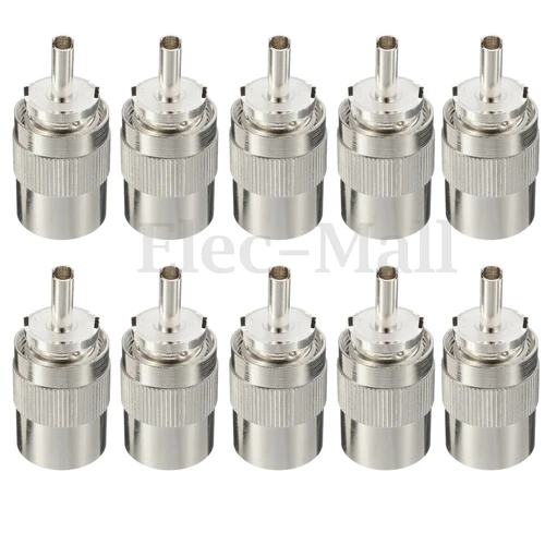 Conector UHF macho PL259, Conector de soldadura RG8, RG213, LMR400, 7D-FB, plata, 10 Uds.