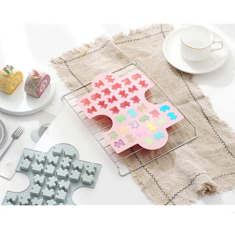 1pc Puzzle Design Silicone Cake Chocolate Ice Mold DIY Fondant Cake Decorating Tools Ice Cube Tray