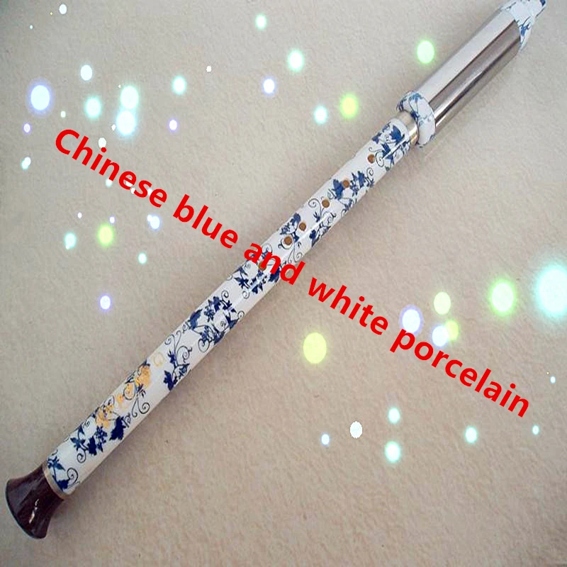 Bakelite Chinese Blue and White Porcelain Flute Bawu Vertical Playing Bawu Flute F/G Key Flauta Bawu Detachable Folk Instrument