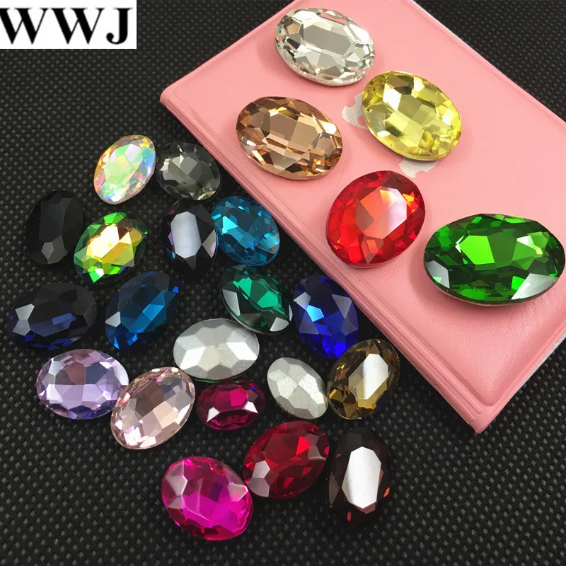 All Sizes Rest Colors Oval Fancy Stone Pointed Back Glass Crystal Jewelry Beads No Holes 4x6mm~30x40mm for necklace accessory