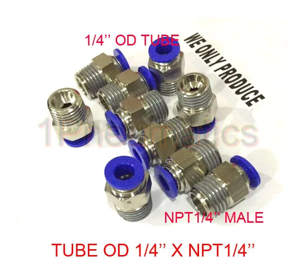 

Free Shipping 100PCS/LOT 1/4" NPT Male Thread to 1/4'' Tube OD Pneumatic Quick Connector Push in Fitting PC1/4-N02