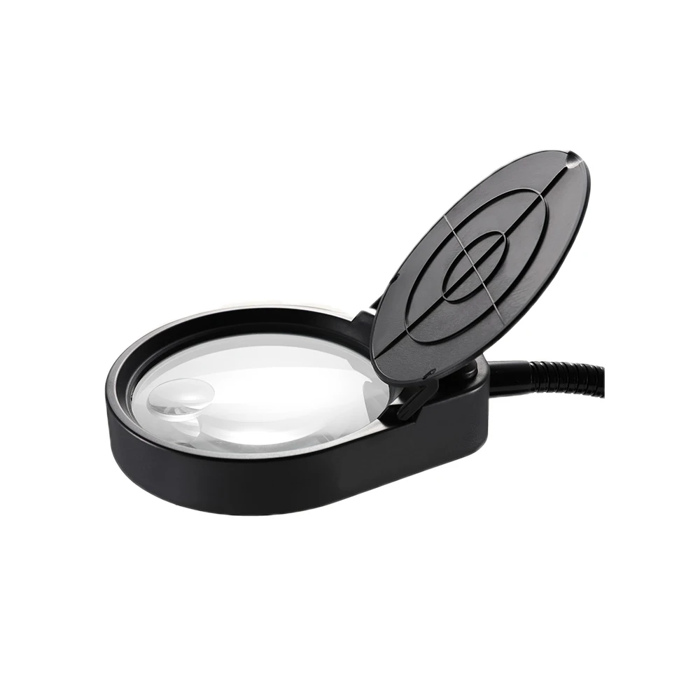 PDOK Hot Magnifier Flexible Neck Magnifying Desk Table Clamp Metal Hose 8X 100mm Lens Loupe Repair Magnifier