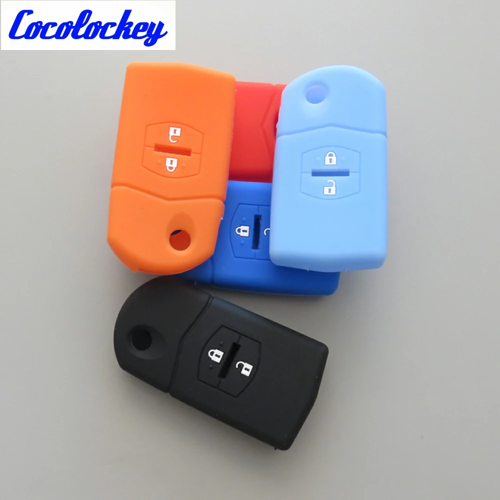 

Cocolockey Silicone Rubber Car Key Cover Fob Case fit for MAZDA 3 5 6 Flip Remote Key Case 2 Button NO LOGO