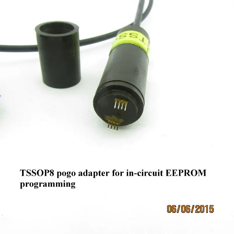 TSSOP8 pogo adapter for in-circuit EEPROM programming with LED