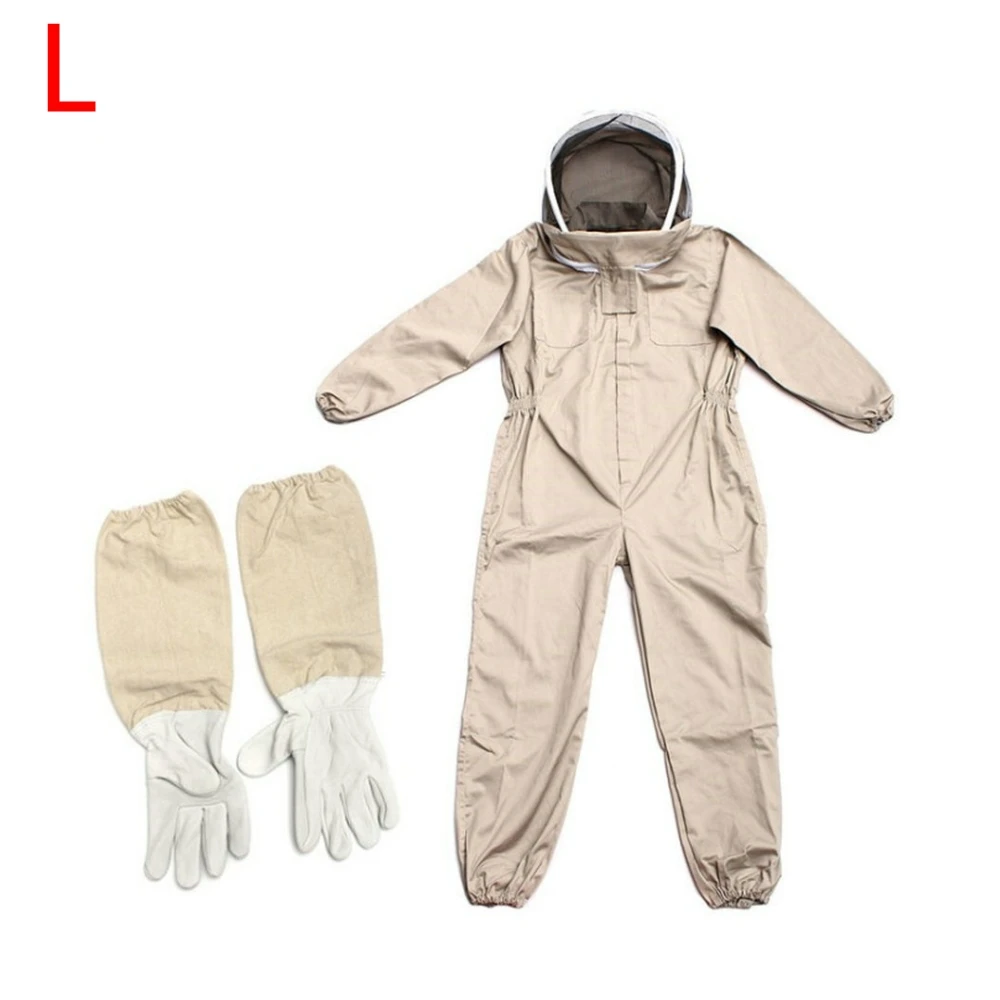 Professional Ventilated Full Body Beekeeping Bee Keeping Suit w/ Leather Gloves