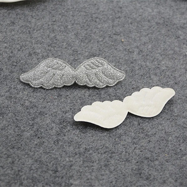 18pcs/lot 10.5*3cm Glitter PU angel wing Pads Patches Appliques for Craft Clothes Sewing Supplies DIY Hair Clip Accessories