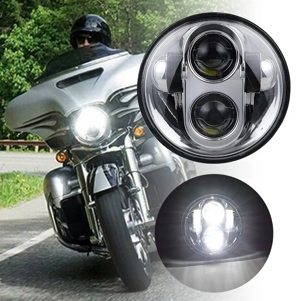 

Moto Accessories 5.75" LED Headlight Motorcycle 5-3/4" Headlamp for Projector Chrome Black