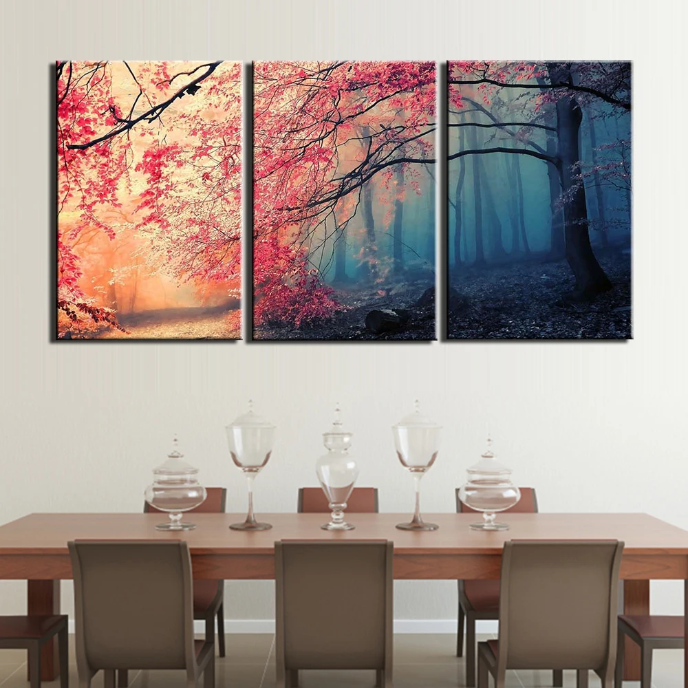 Canvas Pictures Art 3 Pieces Abstract Tree Poster Decor Living Room Wall HD Printing Paintings Framework HA853