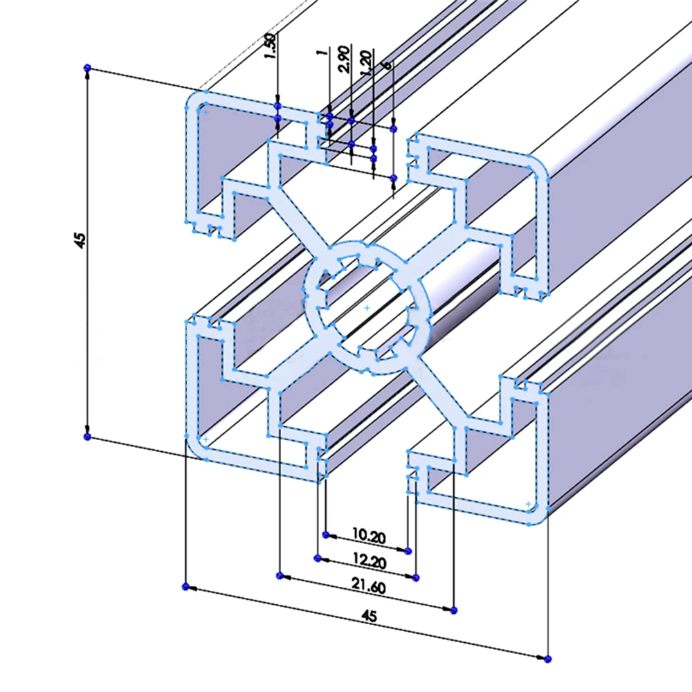 1PC 4545Q-10 EU Aluminum Profile 100-800mm Length 1.5mm Wall Thickness Linear Rail for DIY 3D Printer CNC