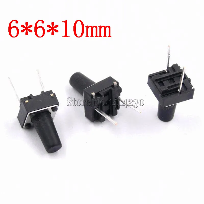 100Pcs Middle 2 pins 6*6*10 mm Switch Tactile Push Button Switches 6x6x10mm