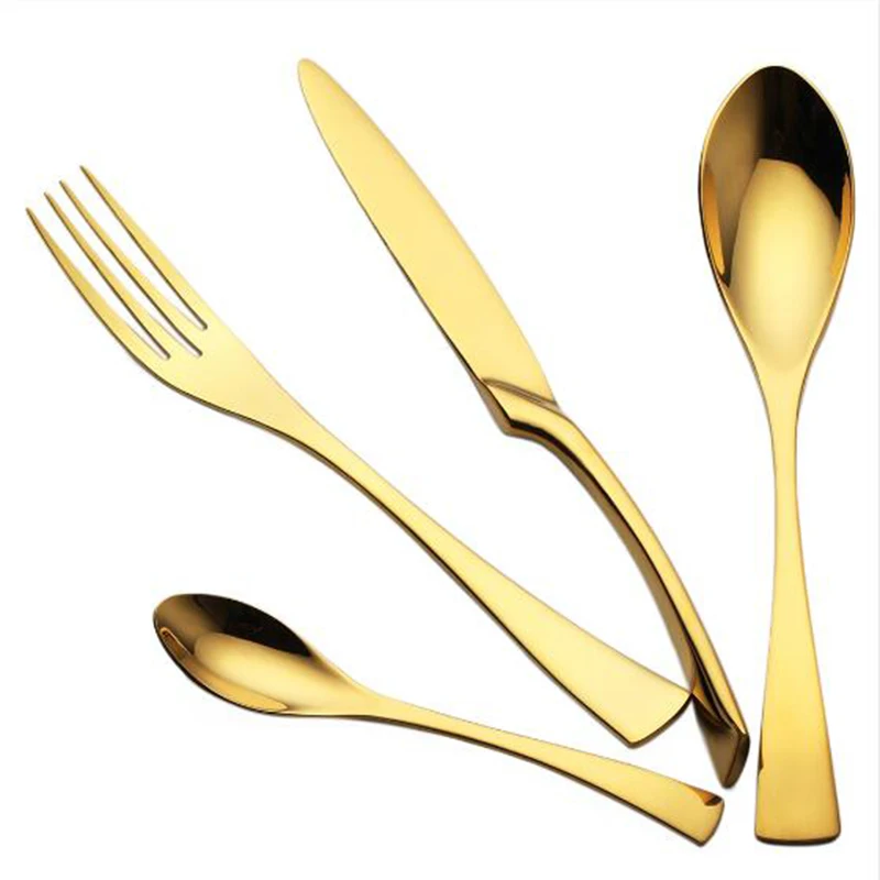 4/8/16/24pcs Tableware Set wedding Goldren Set Stainless Steel Gold Cutlery Set Dinnerspoon Forks Knives Teaspoon Dinnerware Set