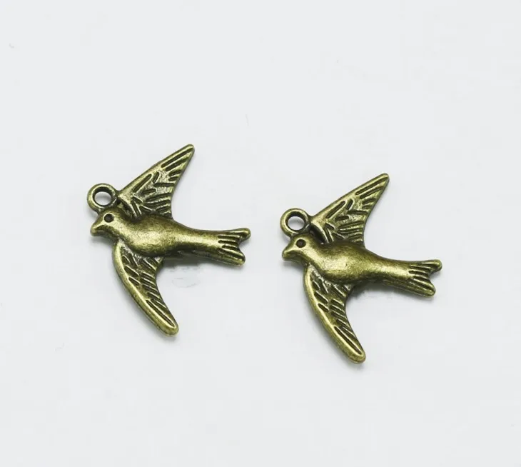 100pcs Lovely Antique Silver tone/Antique Bronze Swallow/Bird/Dove Pendant Charm/Finding,DIY Accessory Jewelry Making