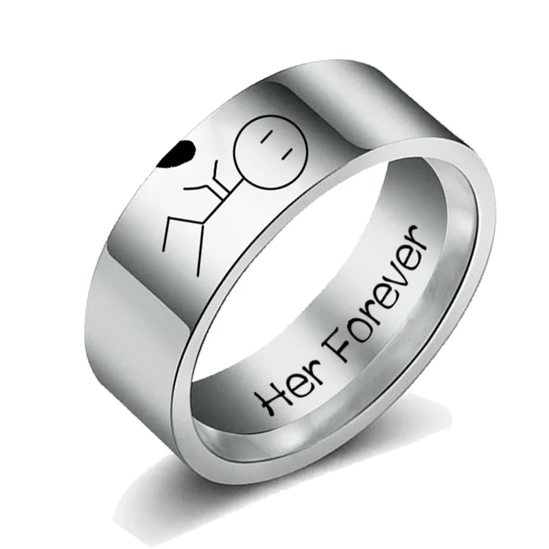 Lovers Ring His Always and Her Forever 316L Stainless Steel Couples Heart Ring Promise Rings Engagement Wedding Bands