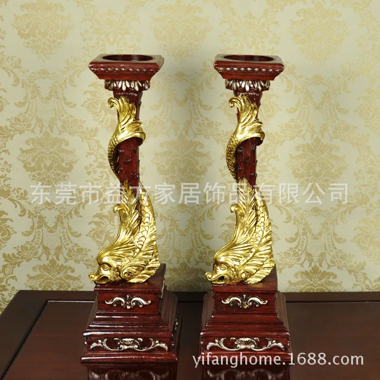 C sets of two dragon around the column Candlestick American country craft ornaments marriage room ornaments resin crafts