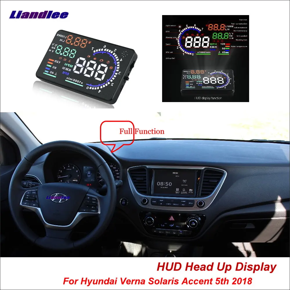 Car Head Up Display HUD For Hyundai Verna Solaris Accent 5th 2018 HD Projector Screen Overspeed Alert Alarm Detector