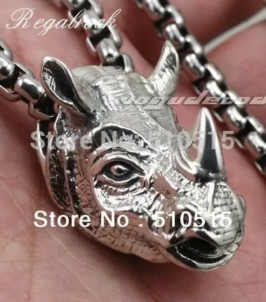 Rhinoceros Head Necklace Africa Rhinos Animal Skull Pendant Fashion Hot Charm Punk Jewelry