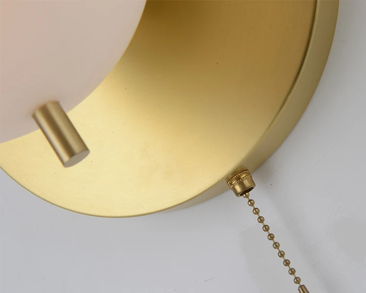 Signalleuchte, minimalistische Wandleuchte, Gold, Kunststil, Designer, Schlafzimmer, Esszimmer, Nachttisch, Flur, Reißverschlussschalter, Glaskugel-Wandleuchte – Detail 7