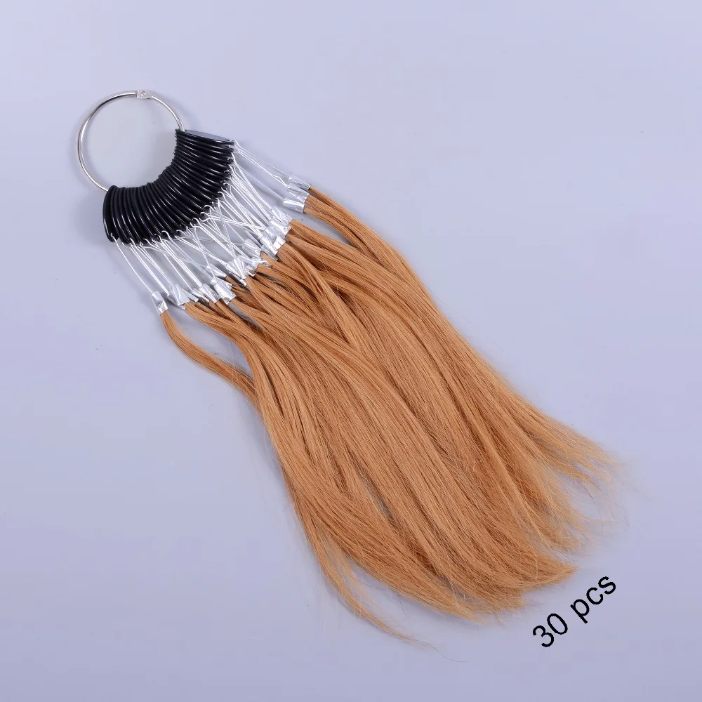 30pcs/set 100% human Virgin Hair Light Brown Color Ring  for Human Hair Extensions and Salon Hair Dyeing Sample,