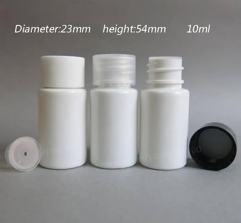 100 x10ml New Fashion Outdoors  Travel White Plastic Orifice Reducer  Bottle, 10cc PET container,1/3oz liquid Packaging