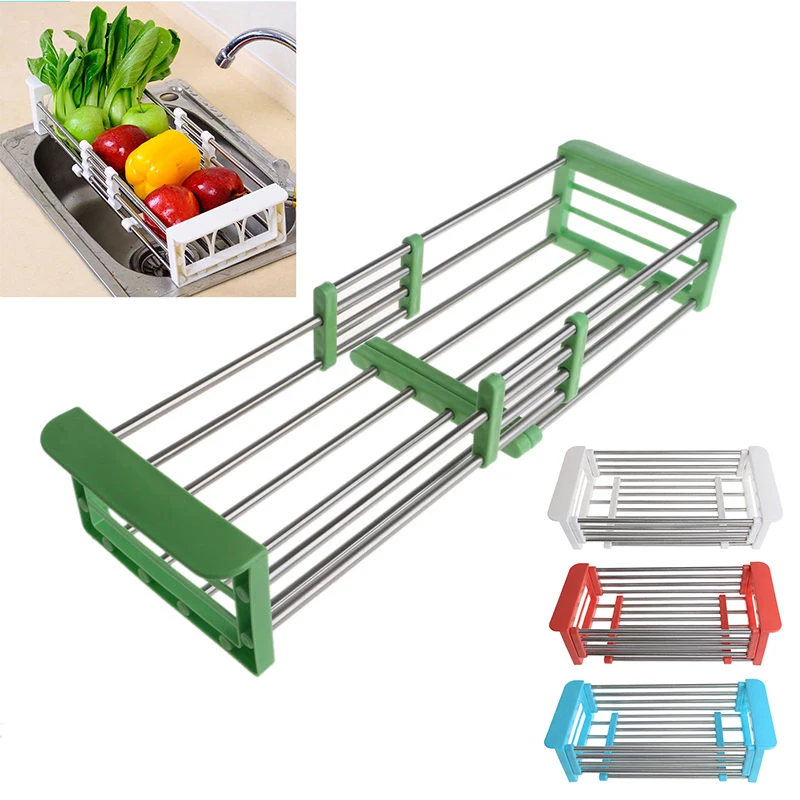 

2018 New Stainless Steel Dish Drying Rack Drainer Kitchen Holder Tray Organizer Storage 4 Colors