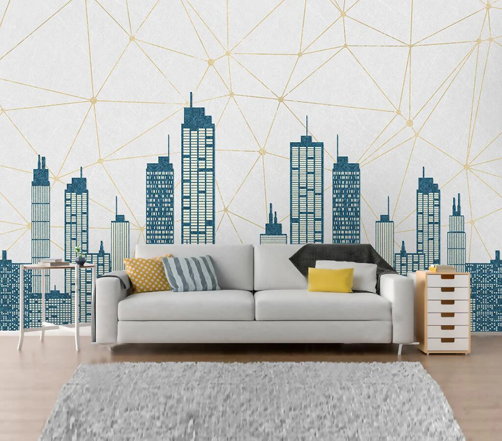 Custom wallpaper Simple geometric building lines artistic design background wall