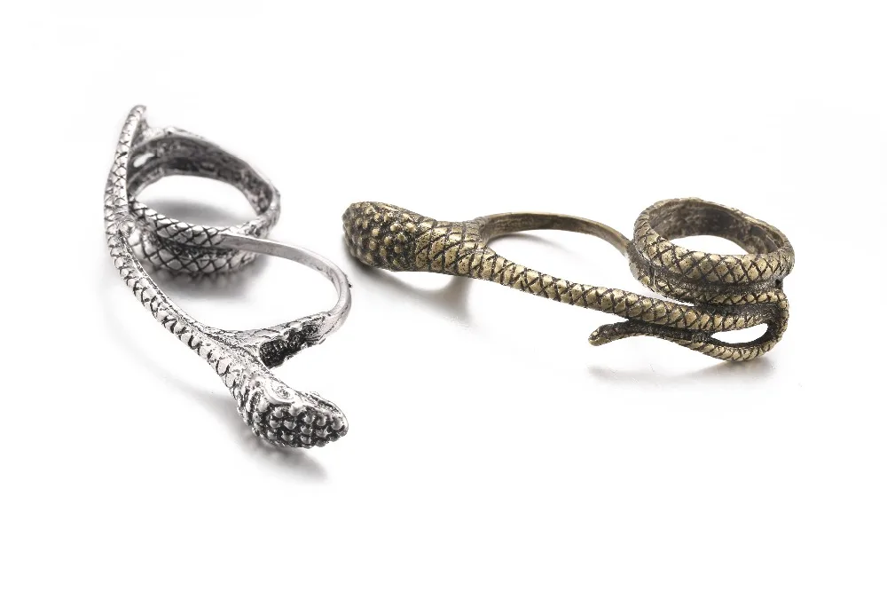 LUBOV Antique Gold Color Metal Snake Rings Two-Fingers Rings Vintage Women Party Jewelry 2019 New