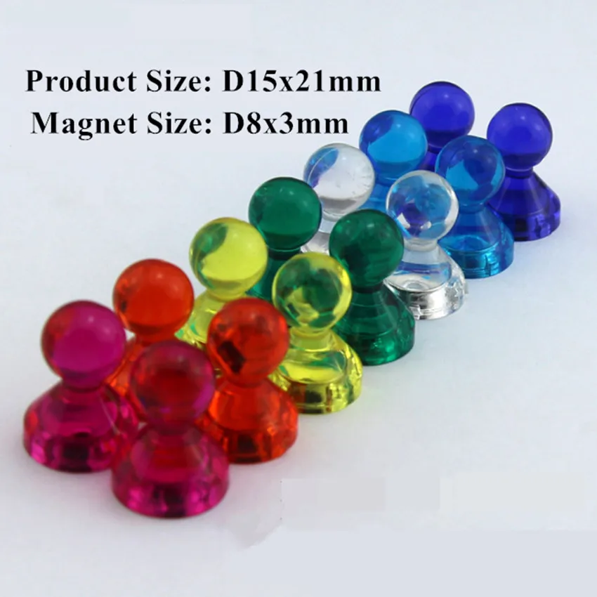 Hot !! (7pcs/set )Transparent Noticeboard Skittle Pin Magnets Multi Color Magnetic thumbtack Whiteboard Message sticker