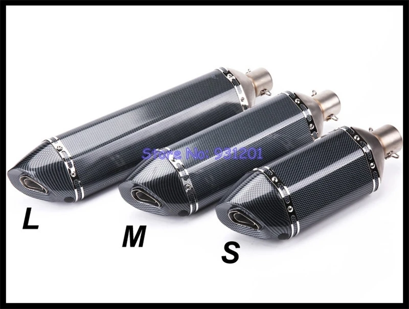 57cm/47cm/37cm Inlet 51mm 61mm Yoshimura Universal Motorcycle Exhaust Pipe Muffler Escape Carbon Fiber Looking for MT07 Tmax530