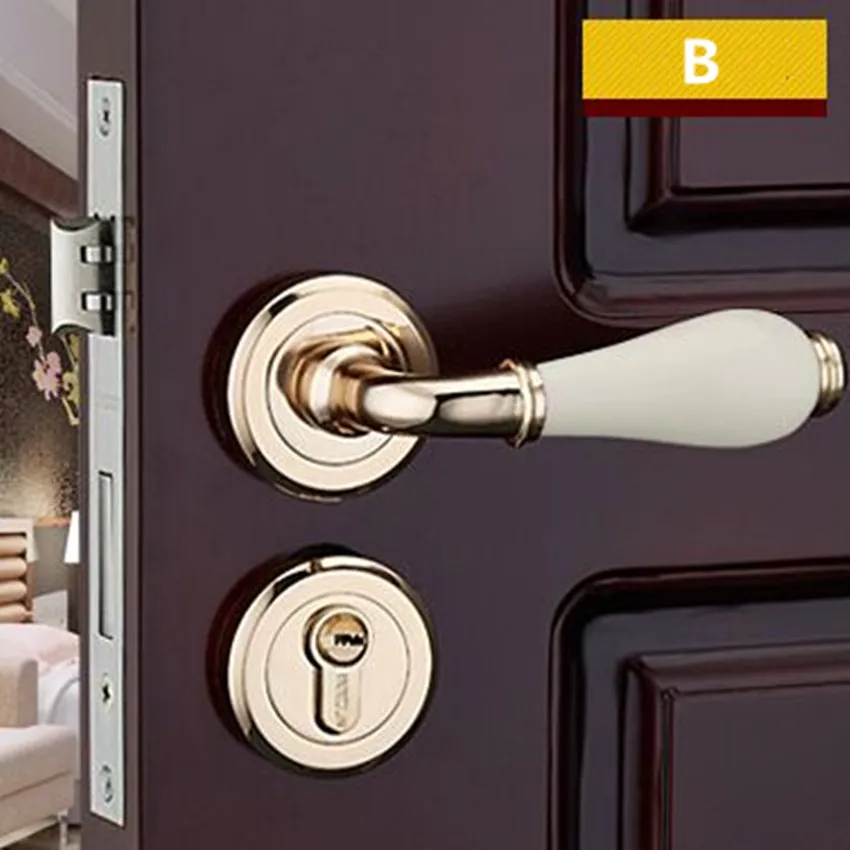 

Moden fashion Split mechanical interior door lock golden bathroom bedroom kitchen solid wood door ceramic handle locks