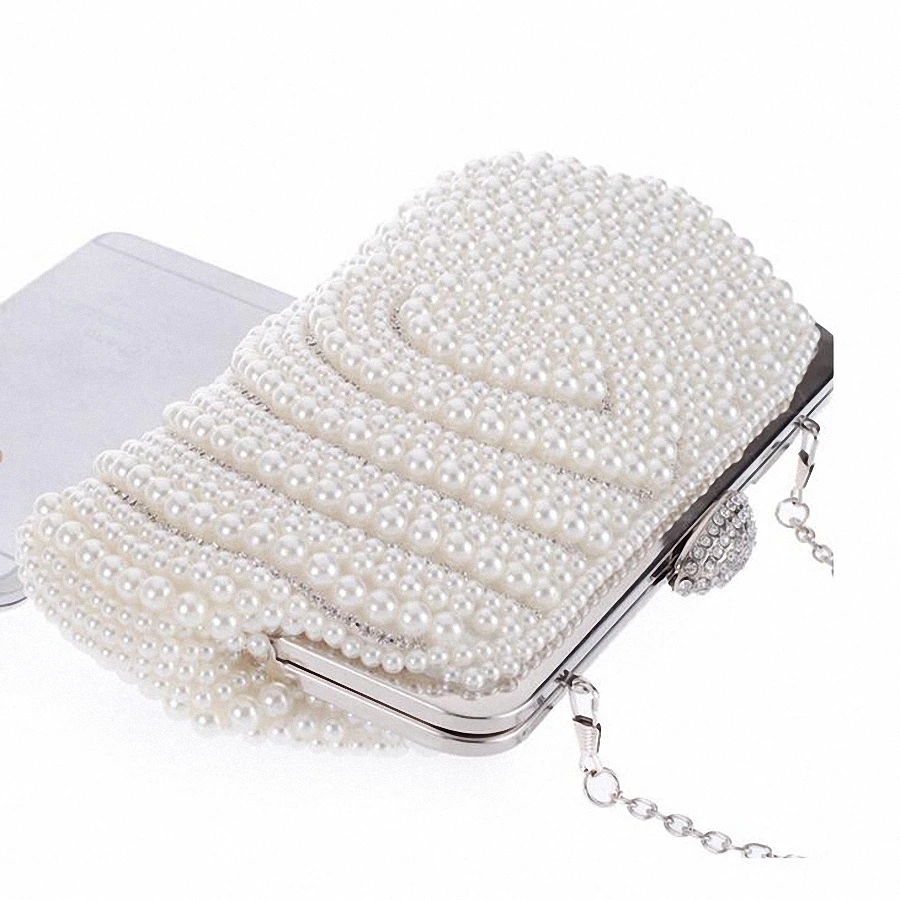 Beaded Women Evening Bags Diamonds Party Day Clutches Small Purse Day Clutches Handbags Female Pearl Wedding Bags