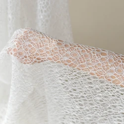 1 Yard girls dress sewing lace material Hollow out lace fabric delicate small cording soft lace Nude, Off white color in stock!