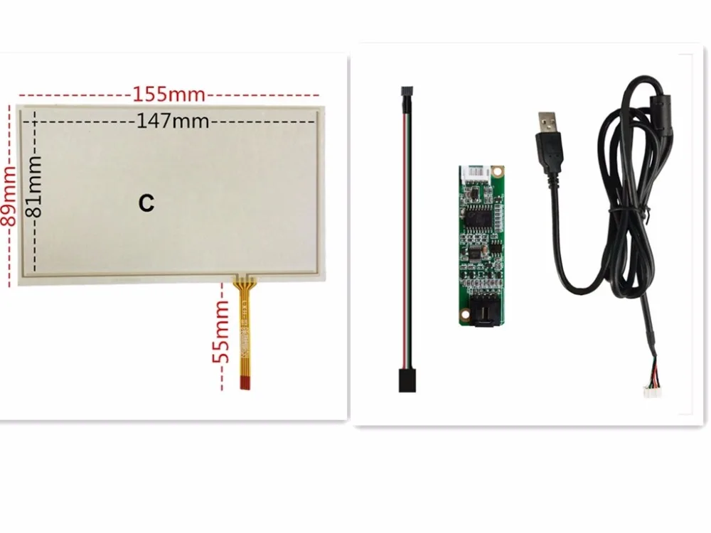 Nieuwe 6.2 Inch 4-Wire Weerstand Touchscreen 155*88Mm + Usb Interface Touch Panel Controller
