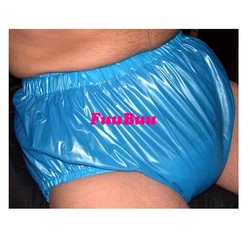 Free shipping FUUBUU2201-Blue-XL-2PCS Pull on plastic pants underwear men boxers shorts men pvc incontinence shorts