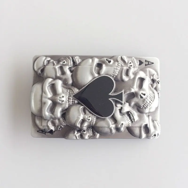 New Vintage Style Enamel Tattoo Skulls Ace Spade Rectangle Belt Buckle also Stock in US BUCKLE-CS040