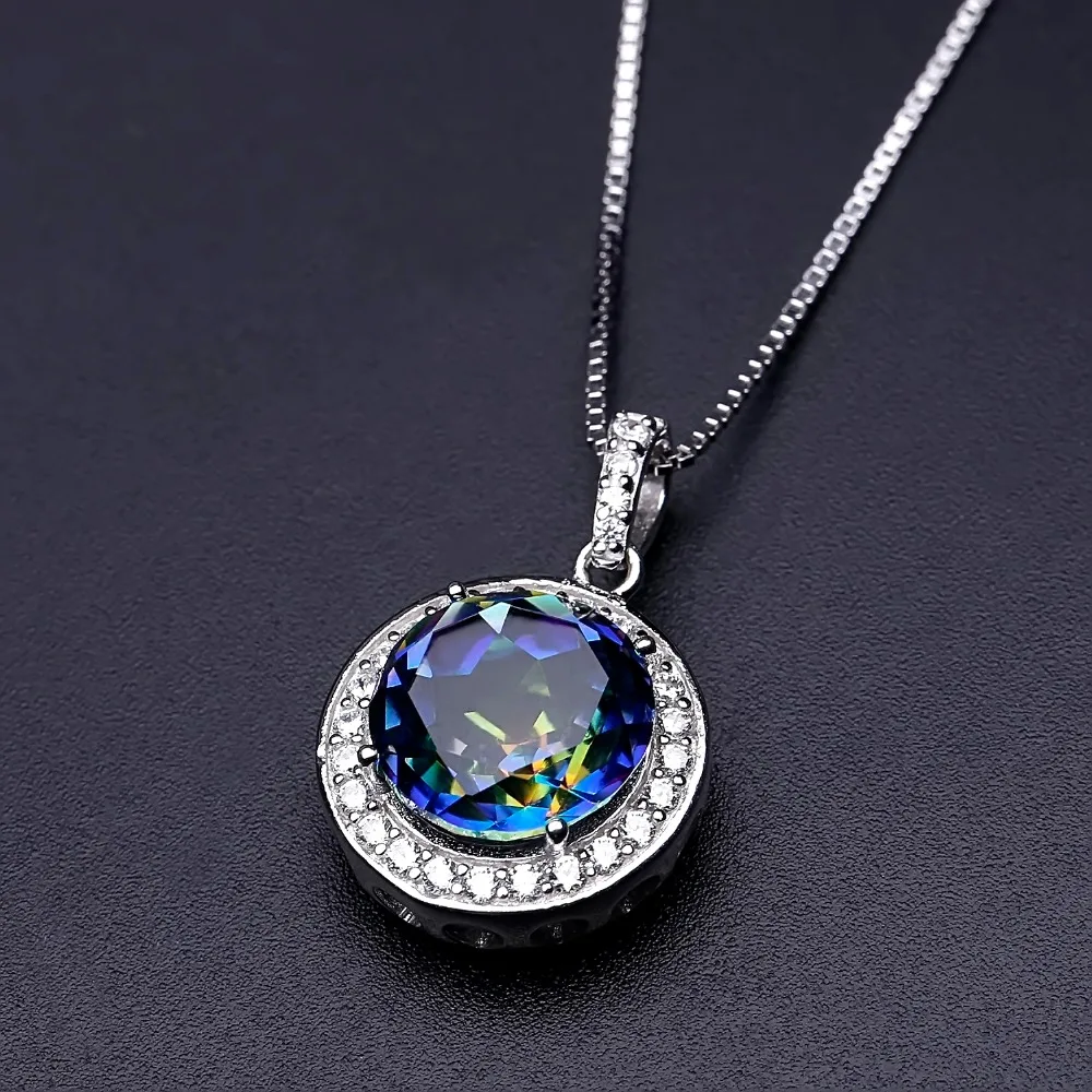 Gem\'s Ballet 4.79Ct Natural Blueish Mystic Quartz Gemstone Pendant Necklace Solid 925 Sterling Silver Fine Jewelry For Women
