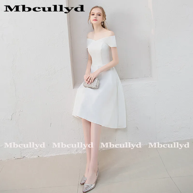 Mbcully Sexy Off Shoulder Prom Dresses For Women Wholesale Price 2023 Short Knee Lenght White Party Gowns Cheap Cocktail Dress